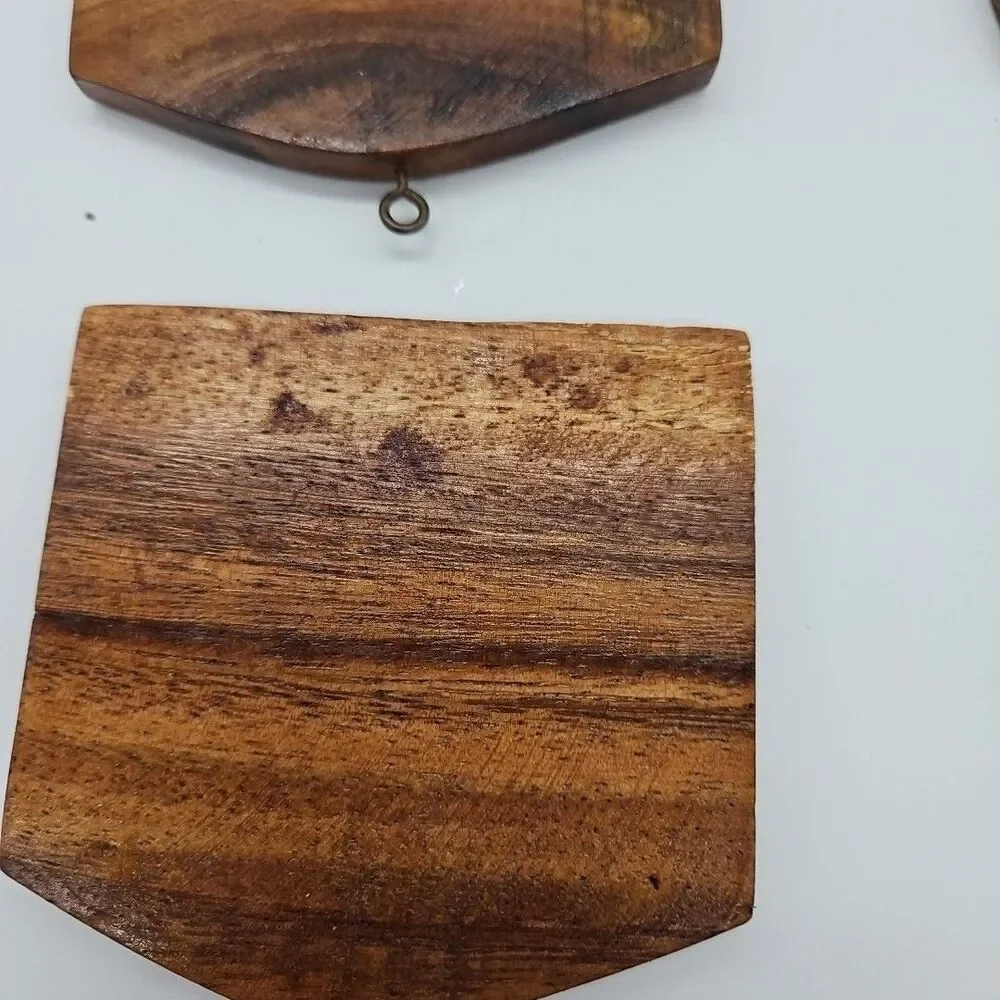 Vintage Handcarved Wooden Coaster Set of 10 Coasters In Box- Thailand